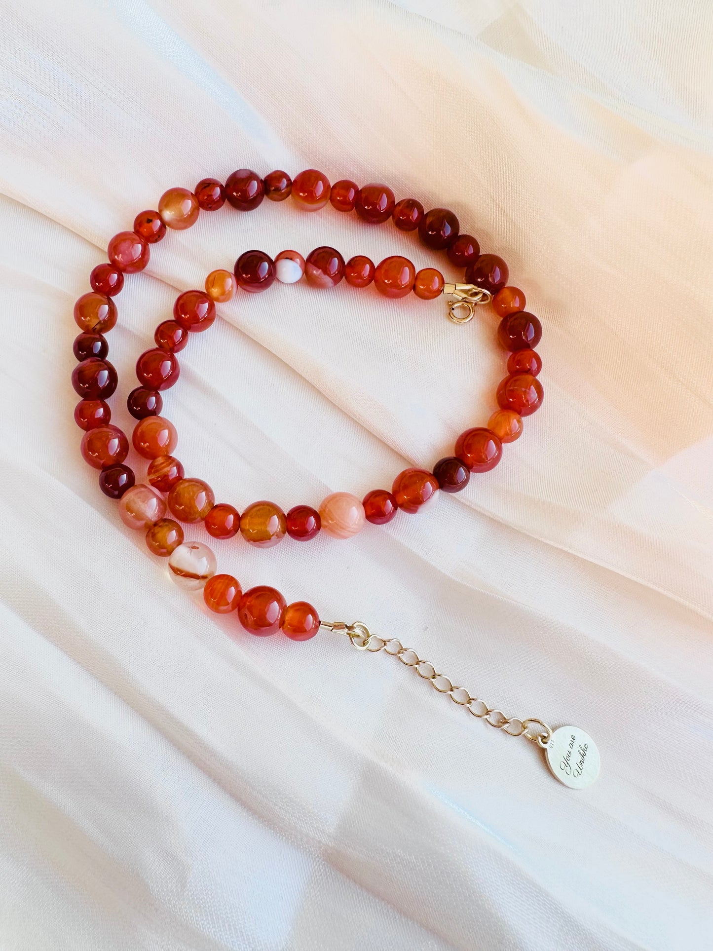 Sunfire Agate Necklace – Multi-Tone Orange Agate Beads