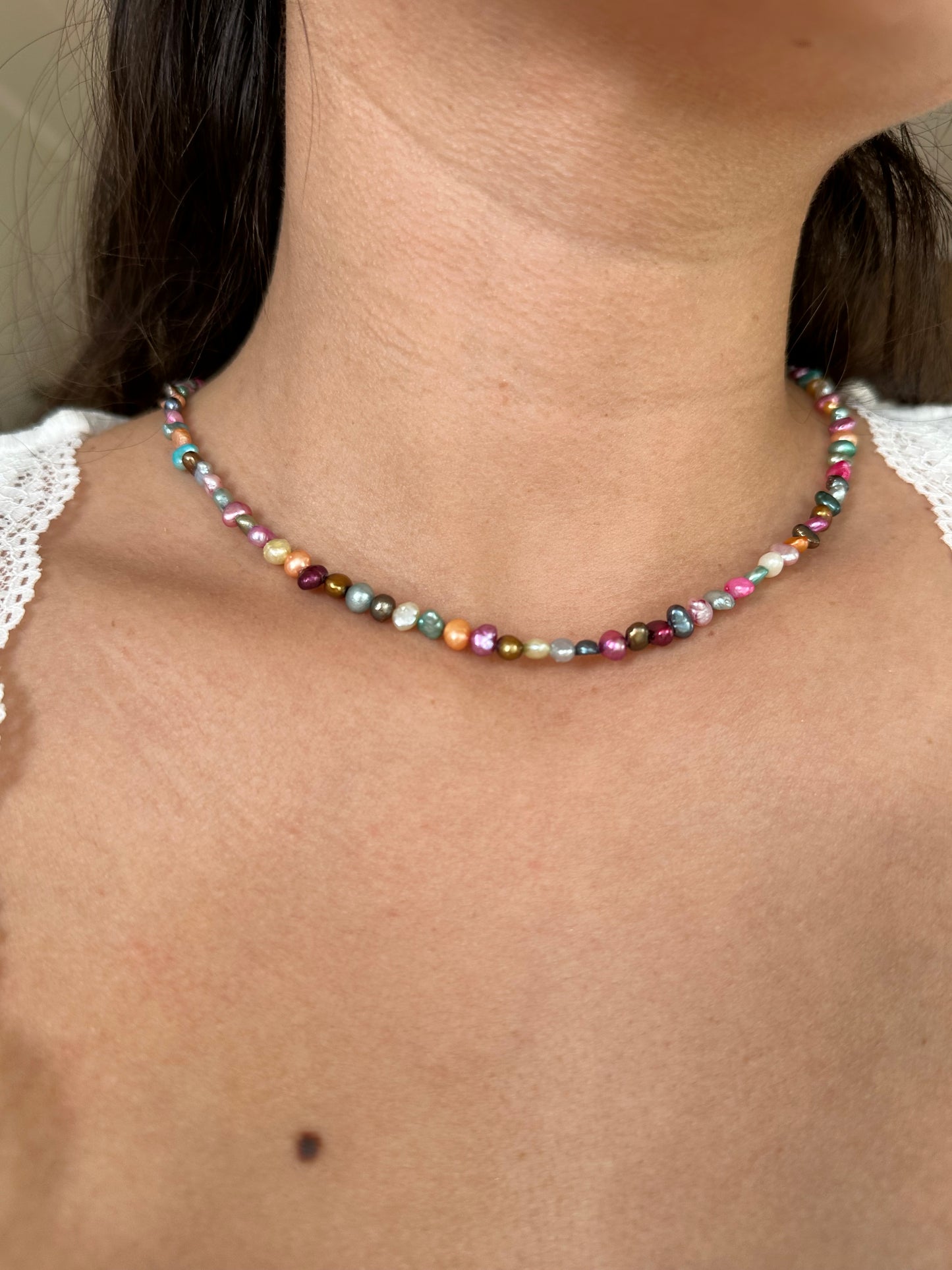 Rainbow Sprinkle Necklace - Colorful Pearls