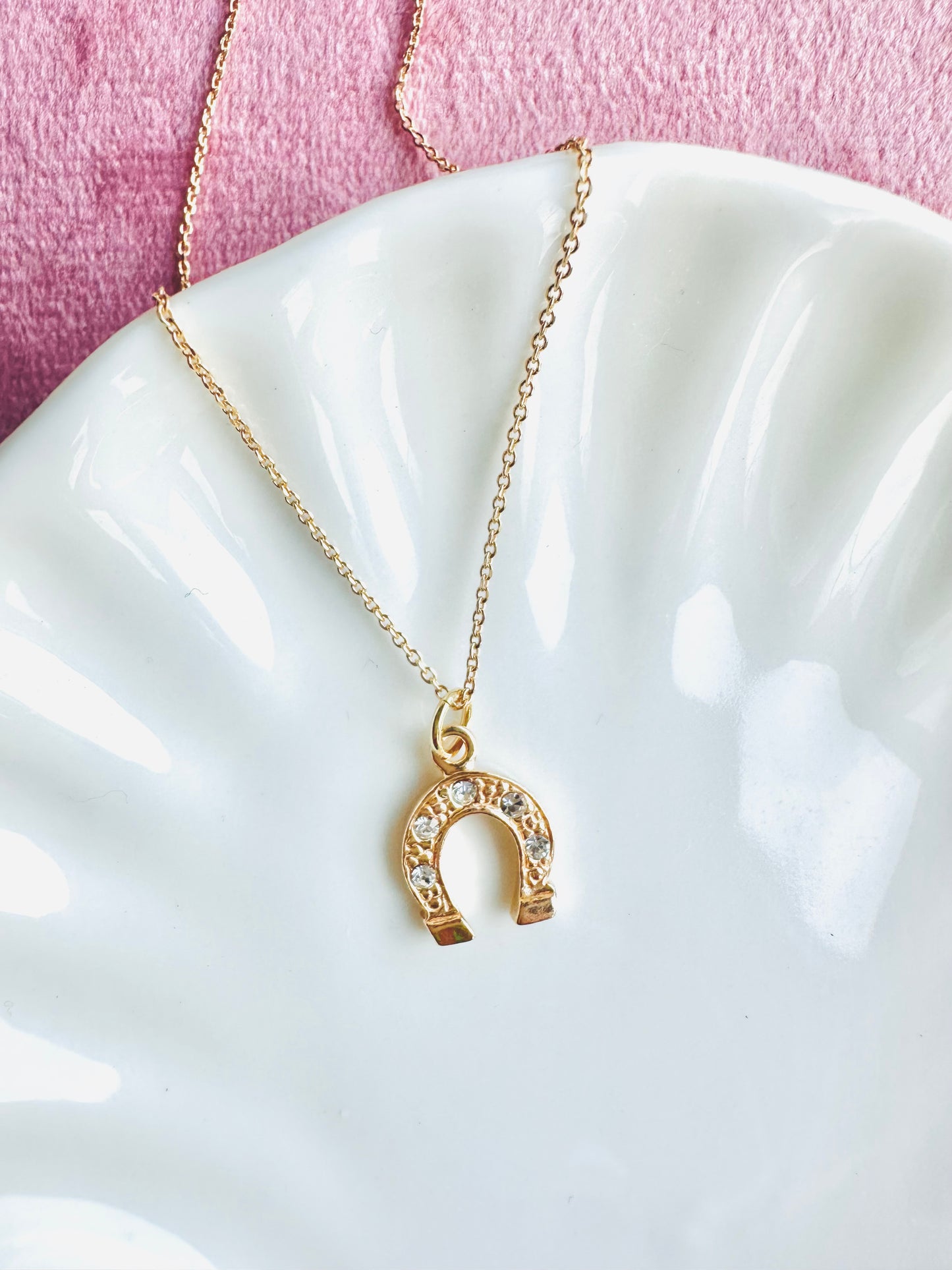 Sparkly Horseshoe Necklace - 18k Gold Plated Over Silver