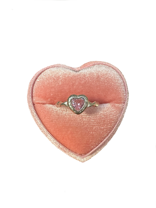 Pink Twist of Heart Ring - Sterling Silver