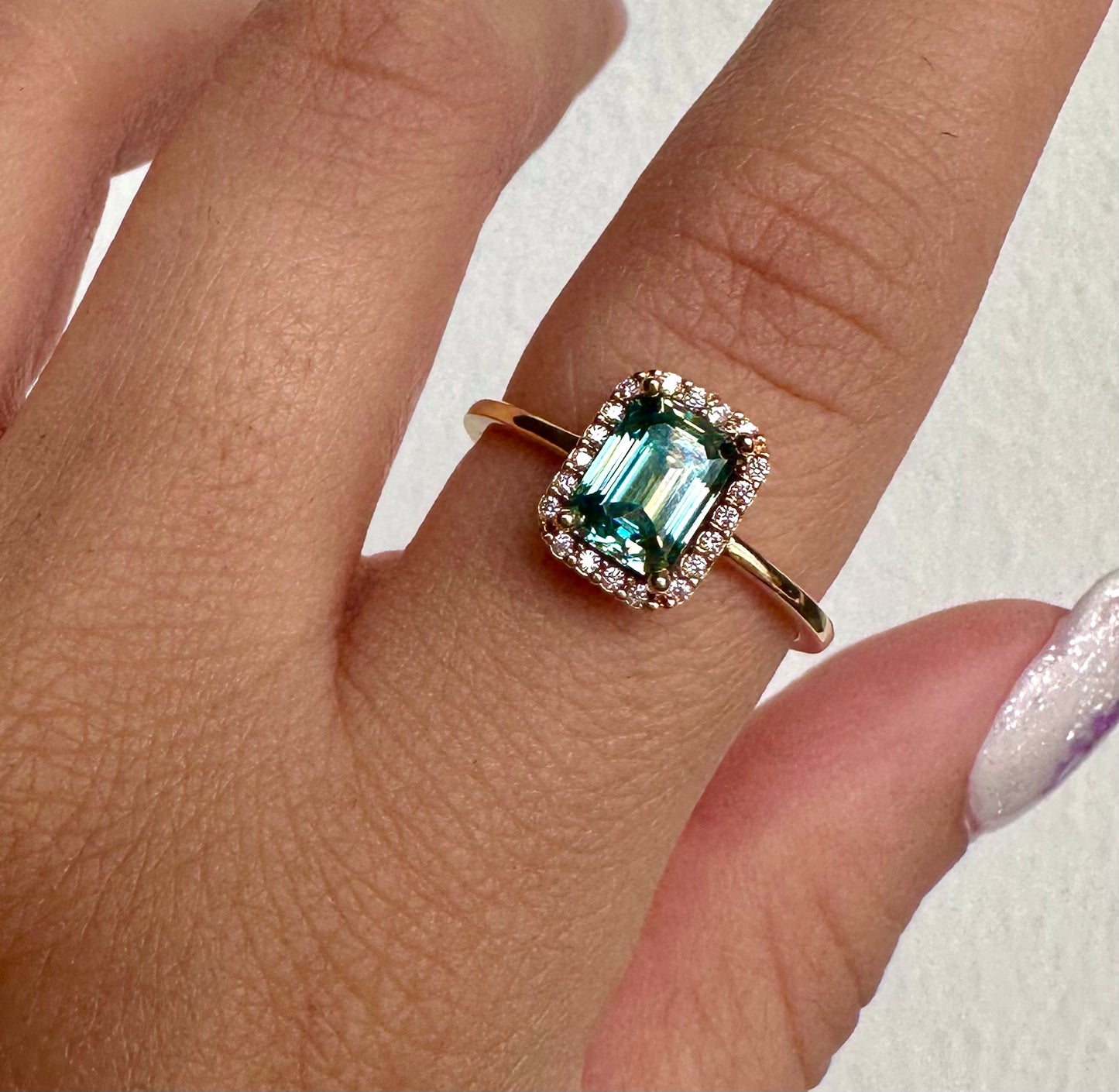 Marina - 18k Gold with an Aquamarine Moissanite